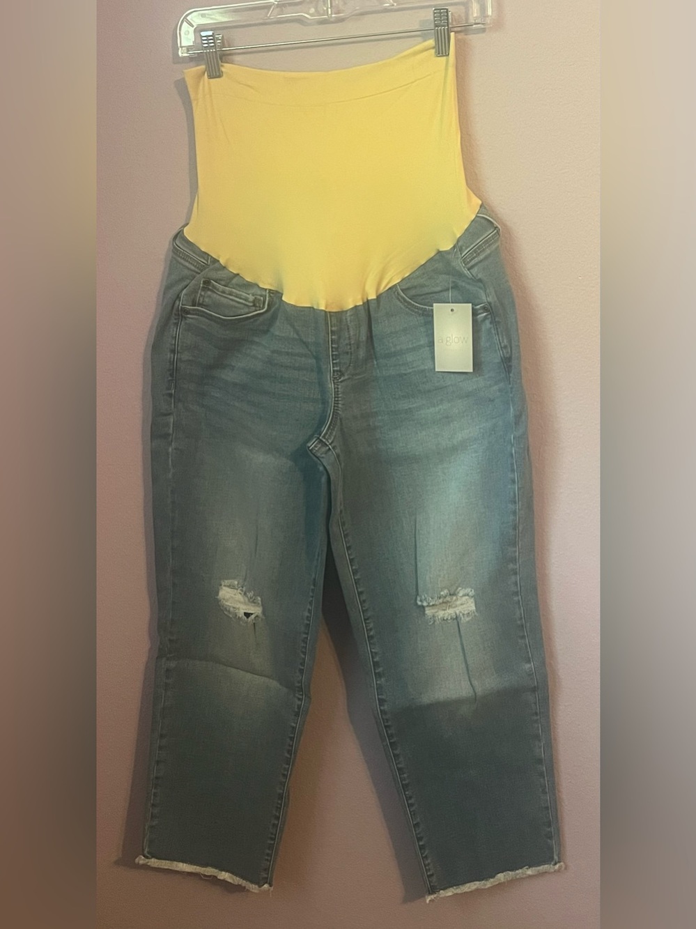 Maternity Cropped Jeans Distressed Size Large New